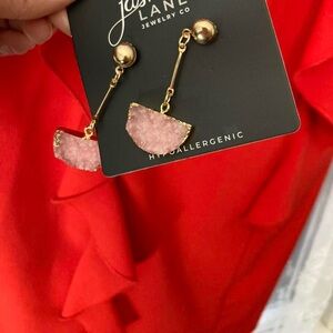 Pink and gold gemstone color earrings #glamour Jasmine Lane Hypoallergenic